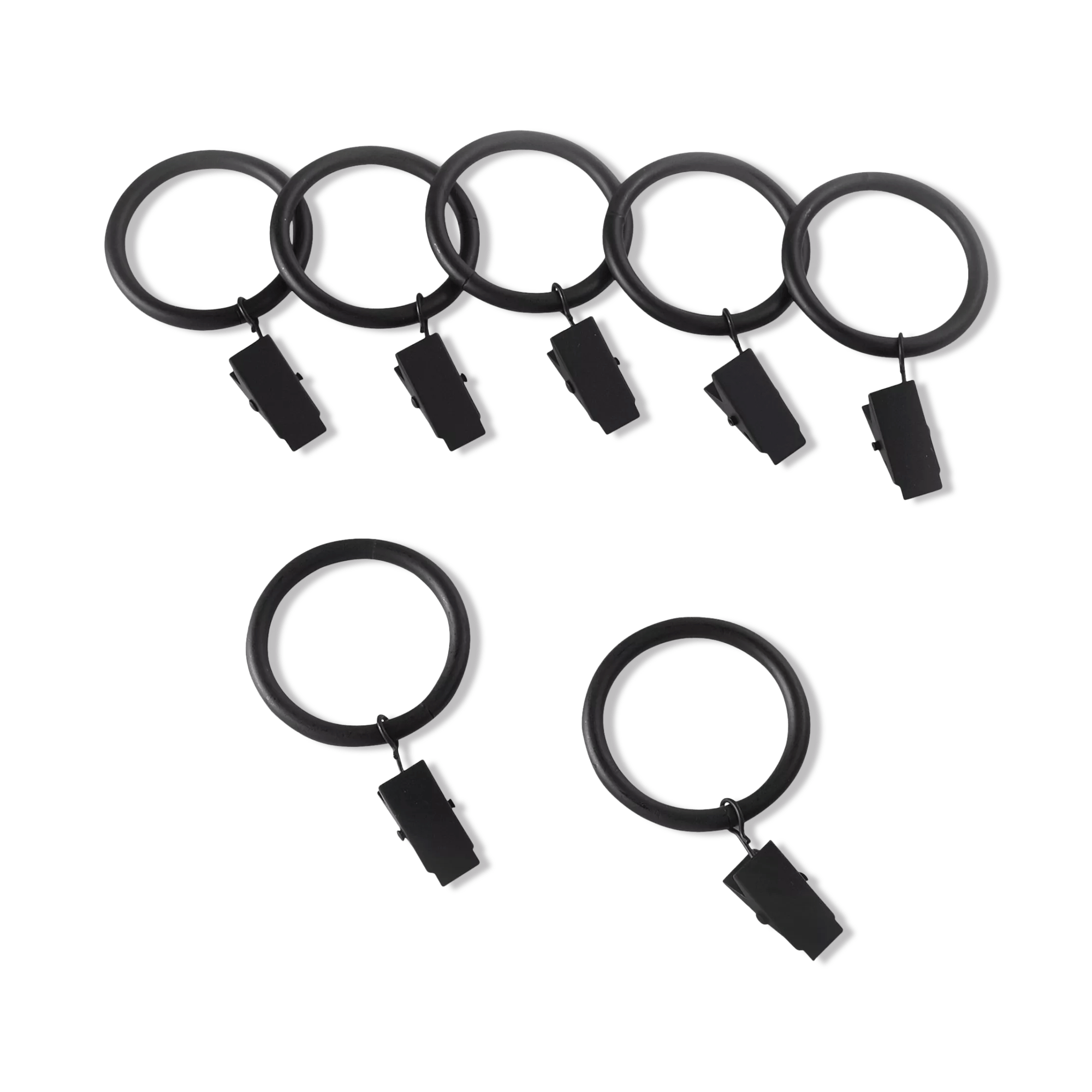 Black Set of 7 Metal Clip Rings