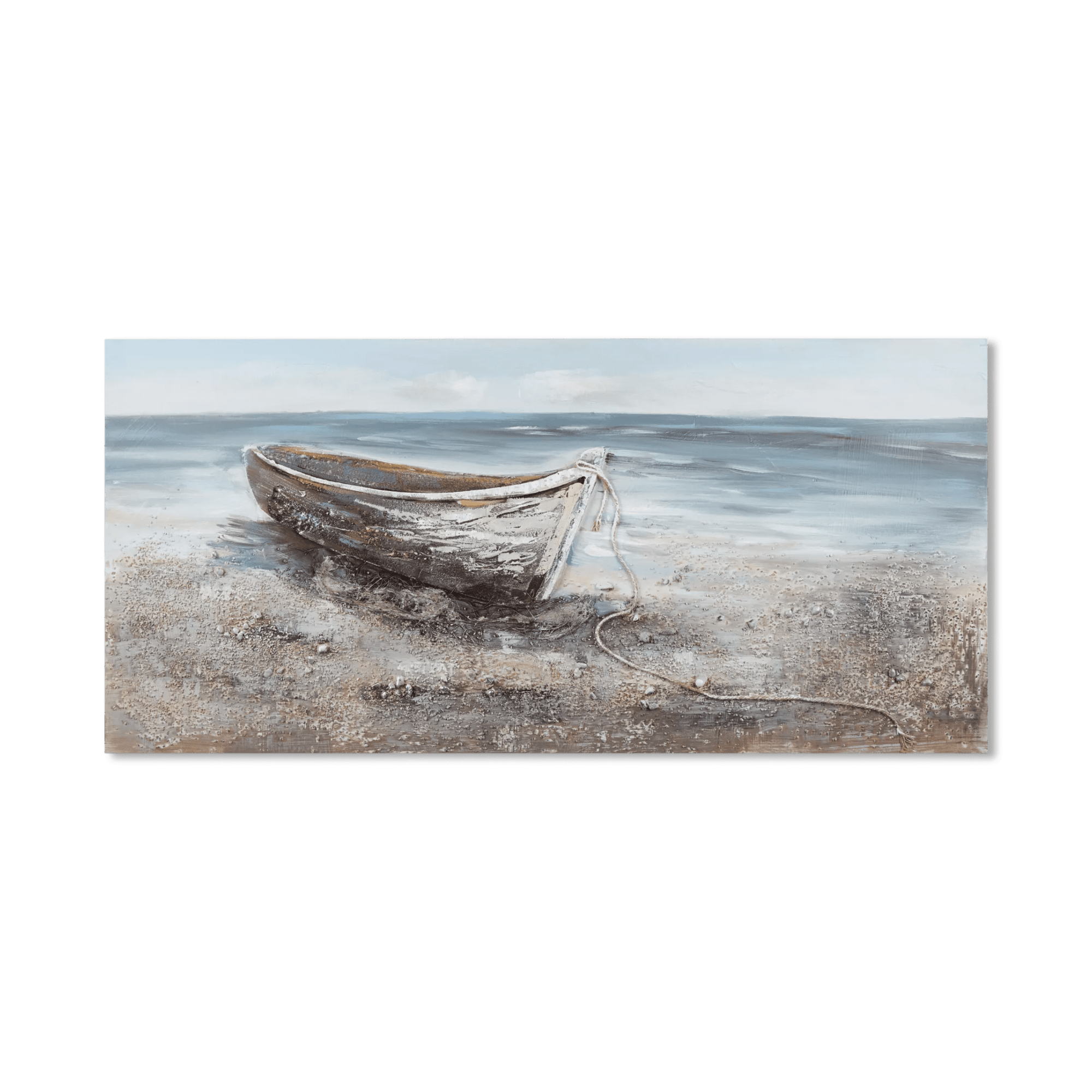 Tableau bateau médias mixtes peint à l'huile