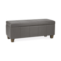 Banc de rangement en similicuir gris