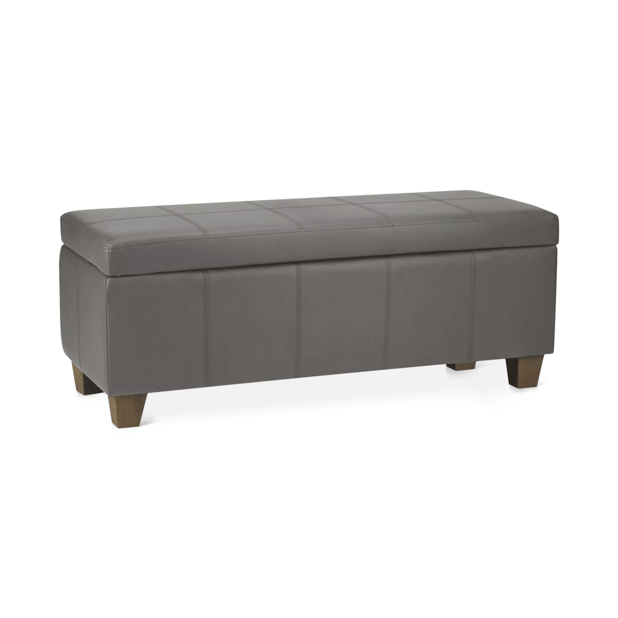 Banc de rangement en similicuir gris
