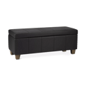 Banc de rangement en similicuir noir