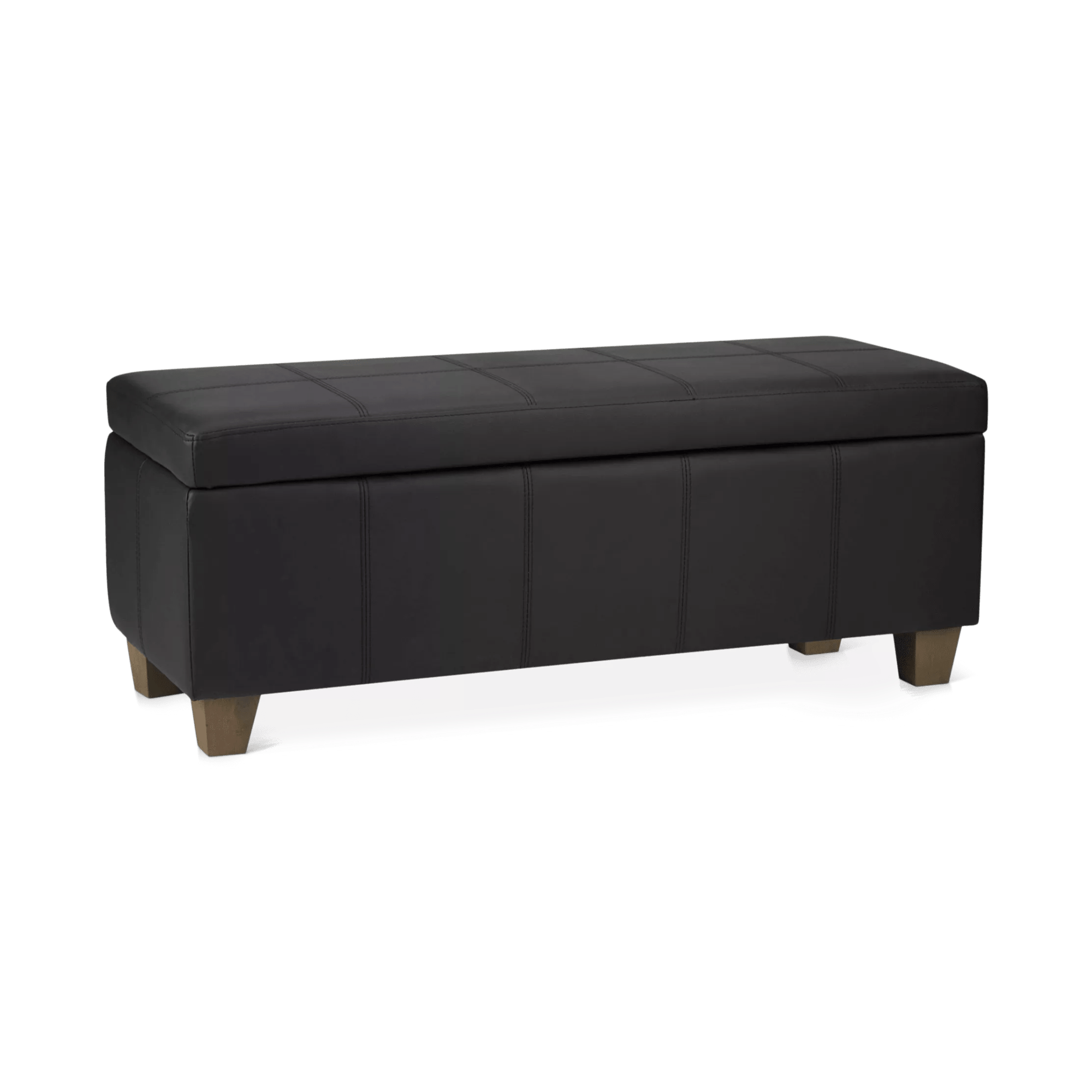 Banc de rangement en similicuir noir