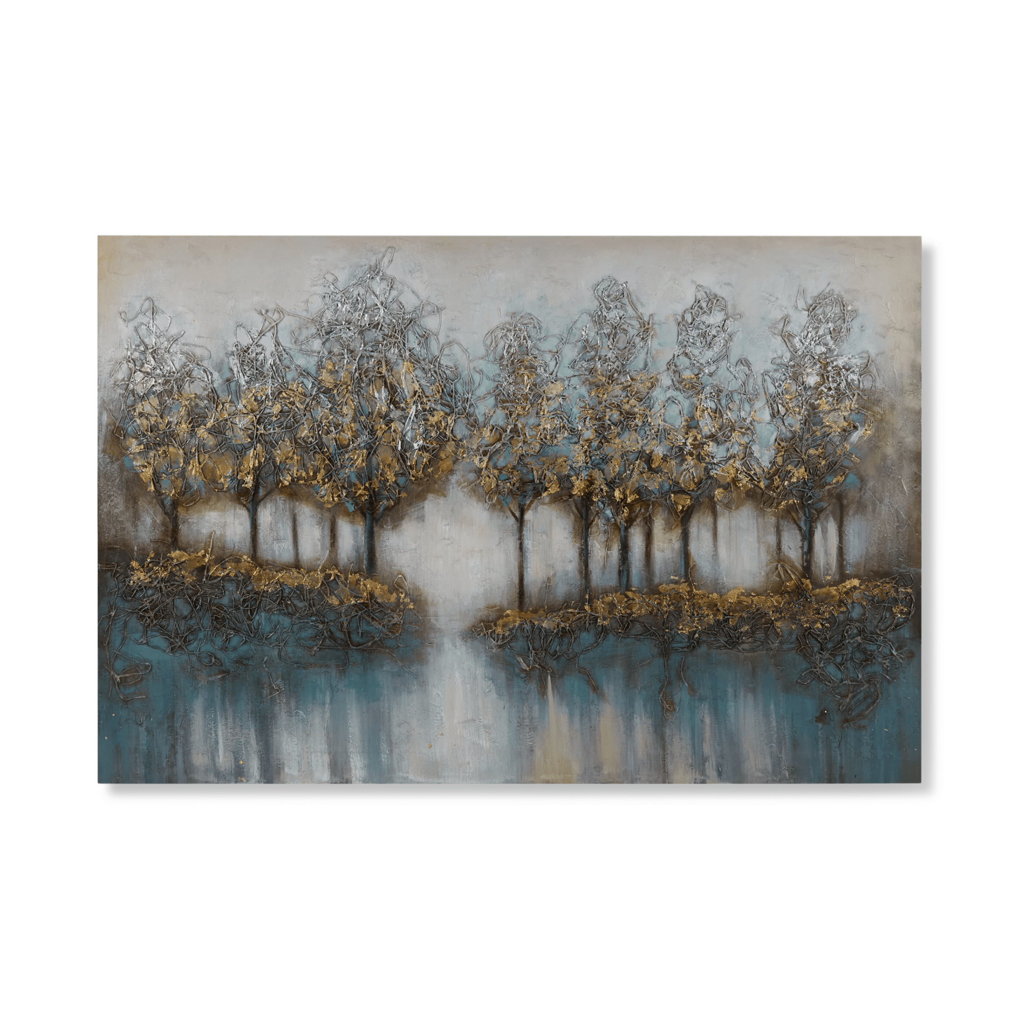Tableau arbres peint à l'huile avec embellissements