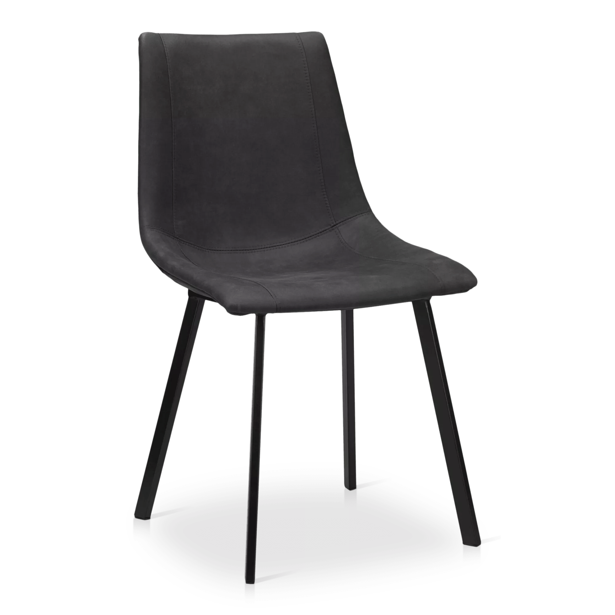 Chaise de salle à manger en similicuir texturé et en métal noir