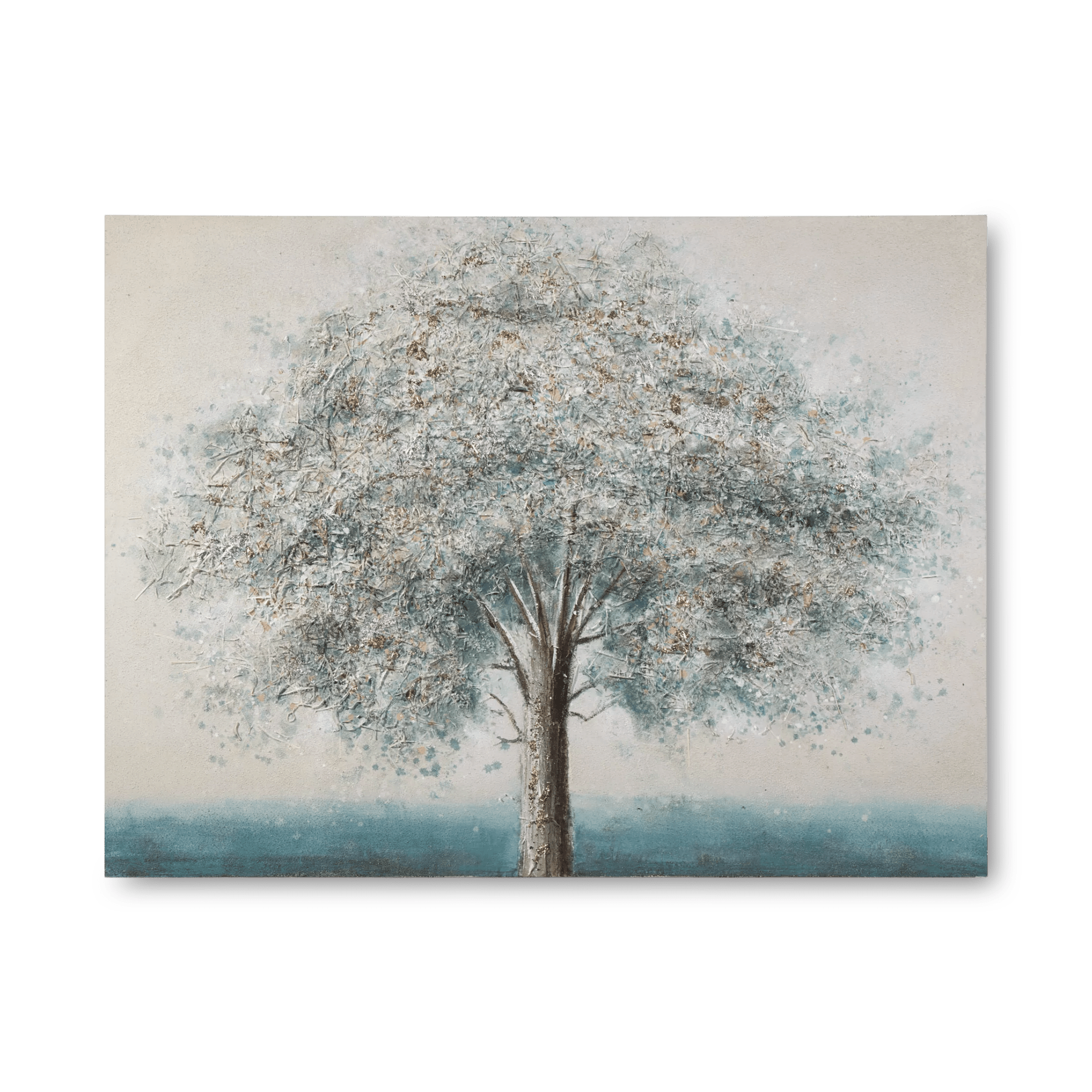 Tableau peint à l'huile arbre bleu