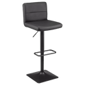 Tabouret de bar ajustable en similicuir mat et en métal noir