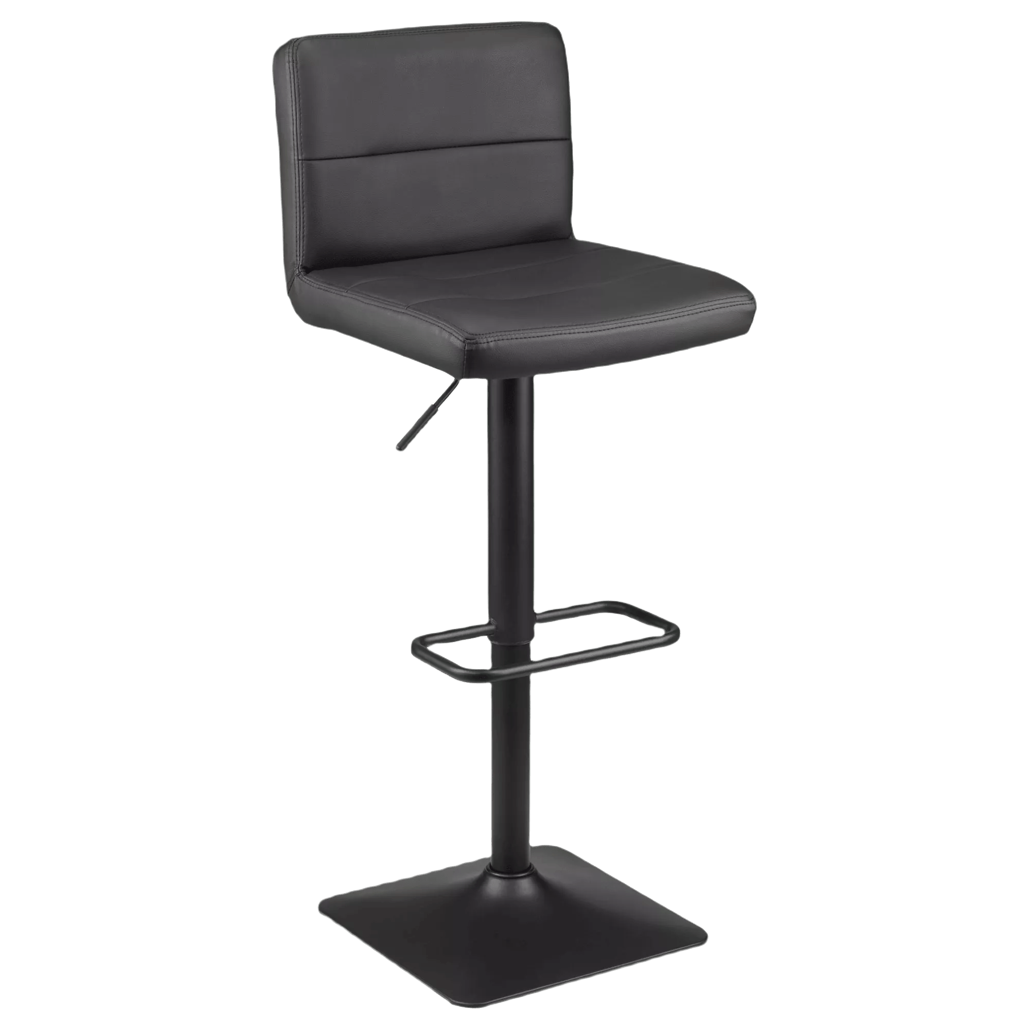 Tabouret de bar ajustable en similicuir mat et en métal noir