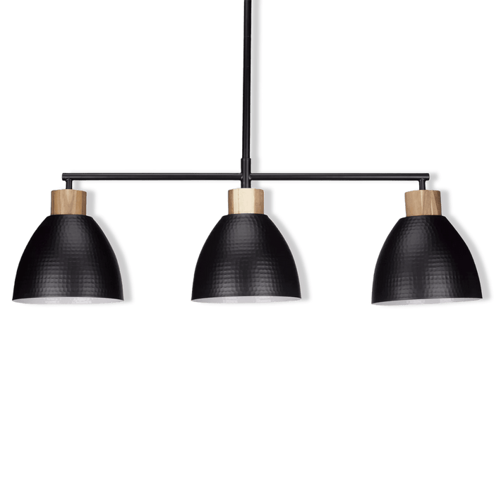 Lampe suspendue en bois et en métal à 3 ampoules