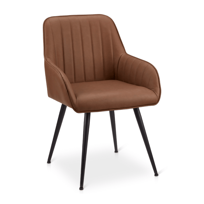 Chaise de salle à manger en similicuir texturé et en métal