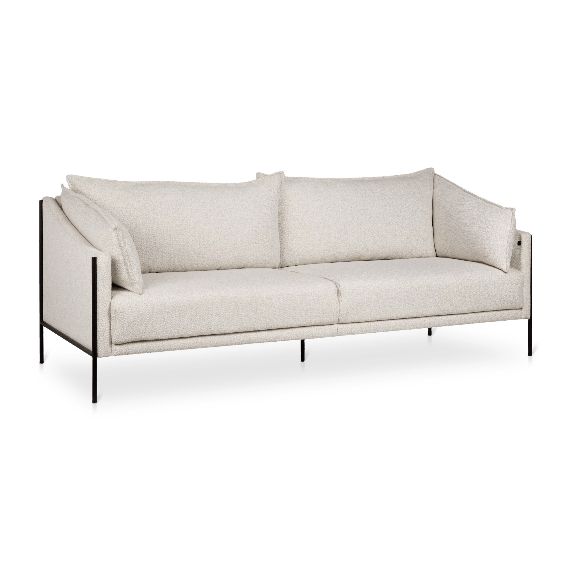 Sofa en tissu avec pattes en métal noires avoine