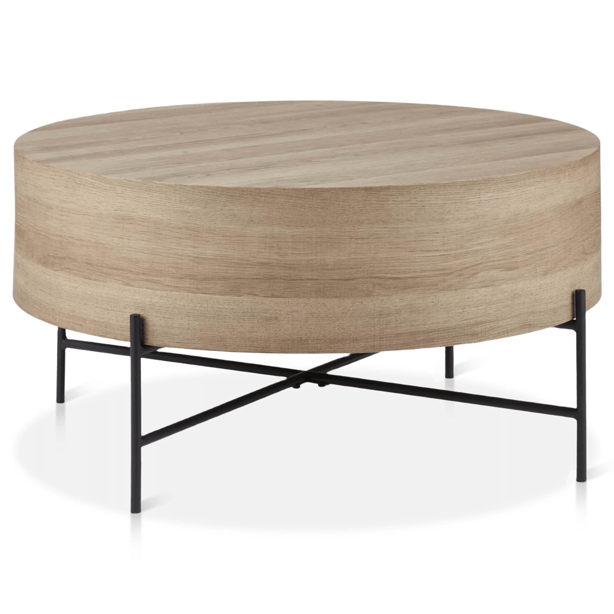 Table basse en placage et en métal