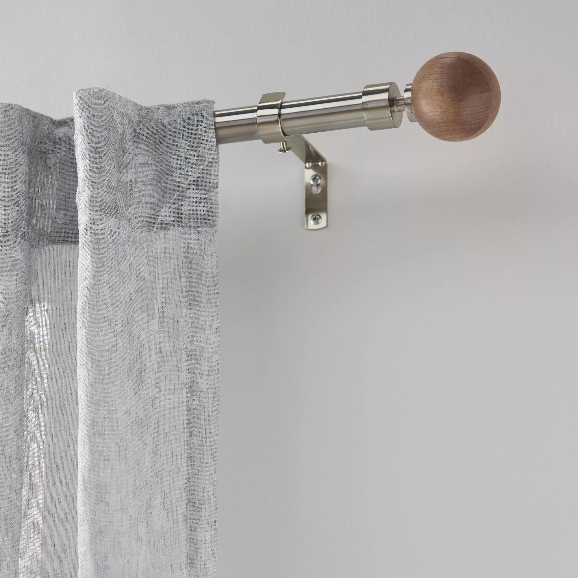 Ensemble de tringle à rideaux avec bois naturel - Diamètre 13/16 mm
