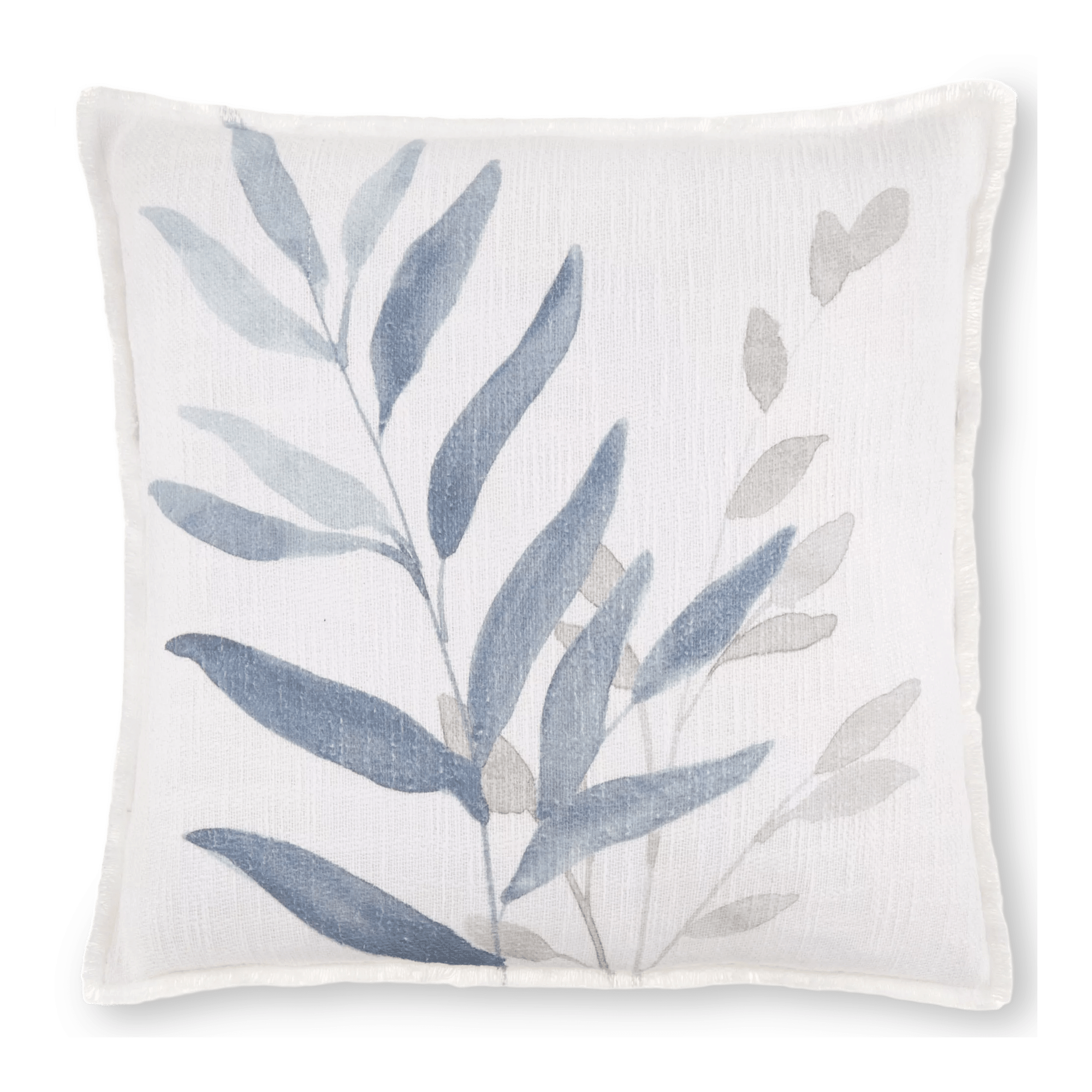 Coussin décoratif fleuri bleu et beige Auriel