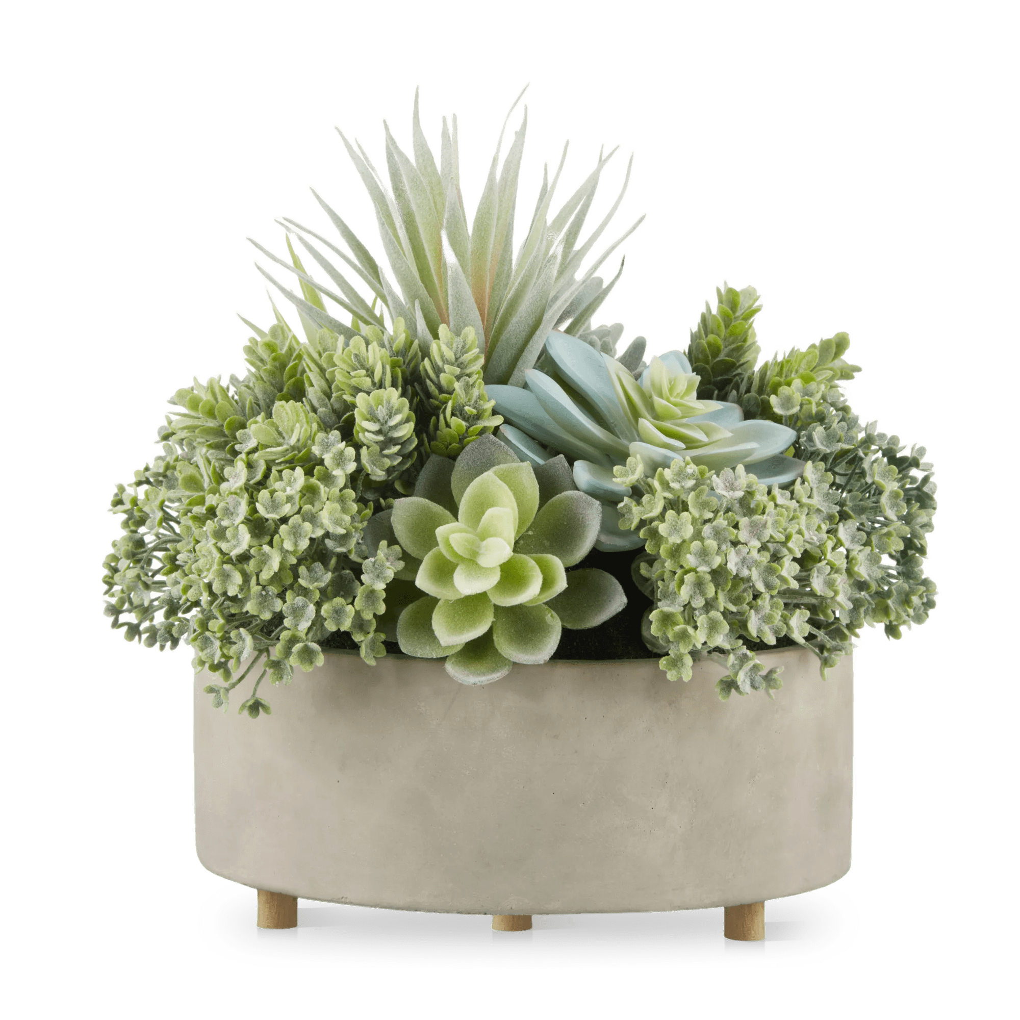 Agave artificiel mixte dans jardinière en ciment