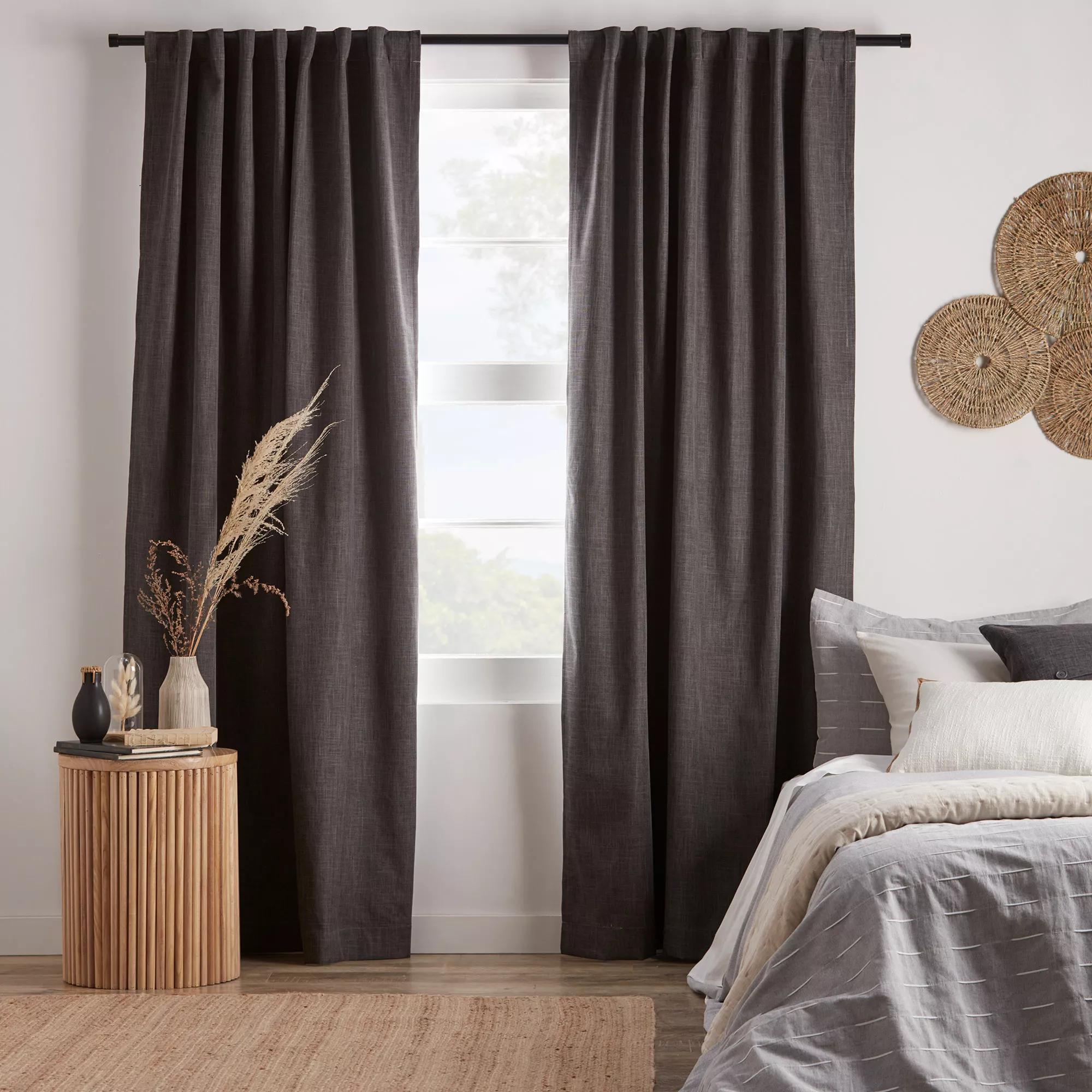 Rideau coupe-lumière avec languette invisible Chita gris charbon
