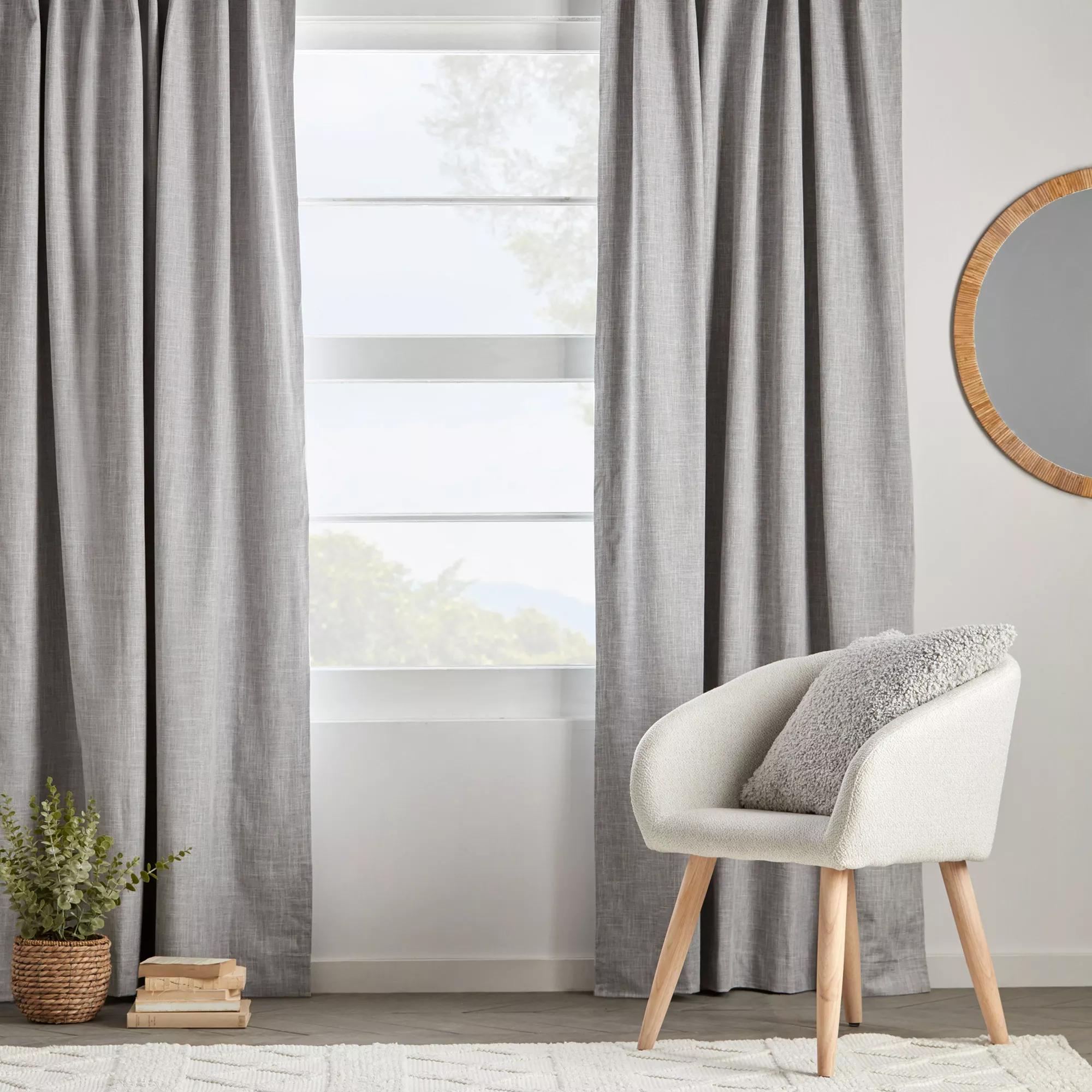 Rideau coupe-lumière avec languette invisible Chita gris pâle