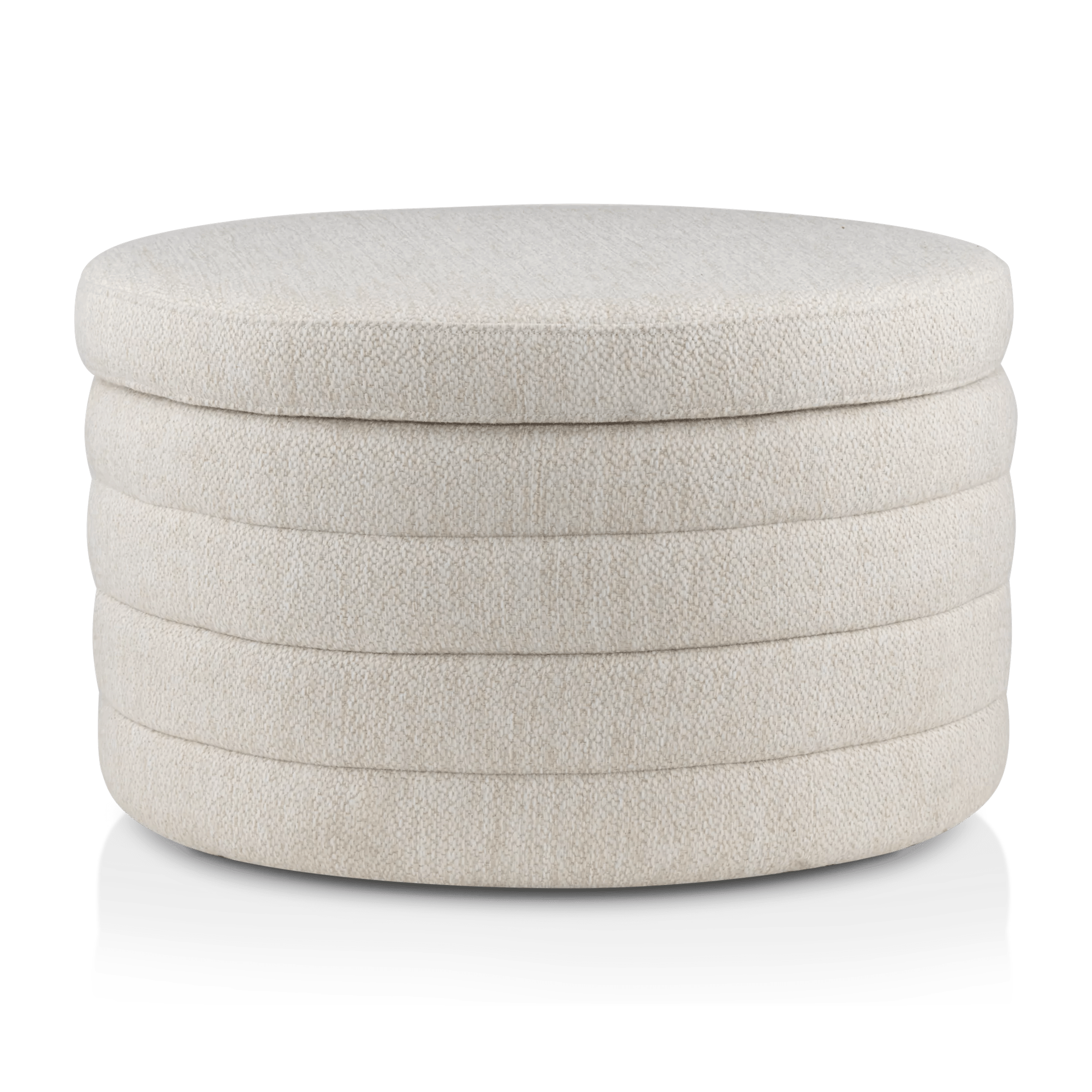Pouf rond en tissu avec rangement