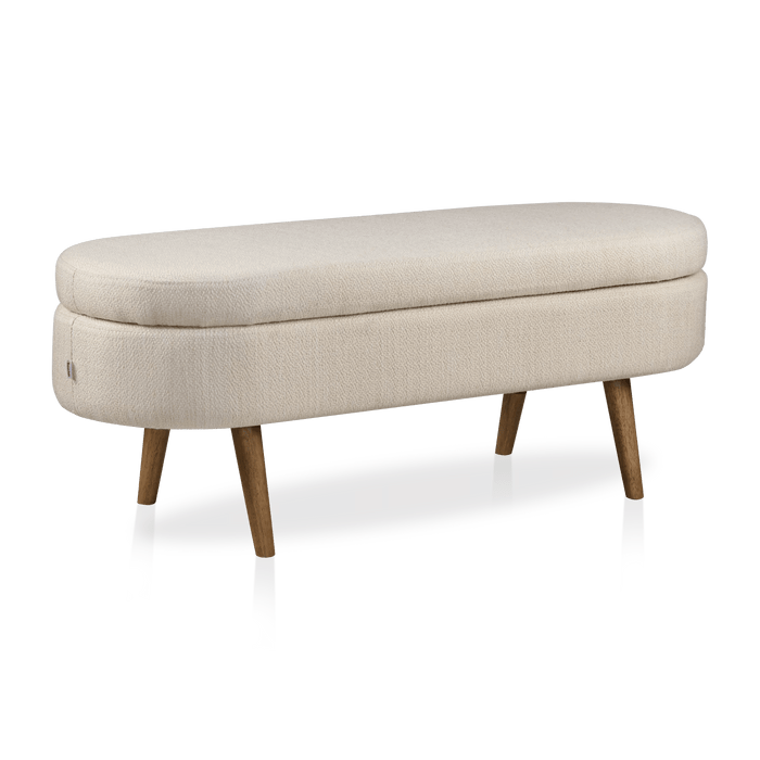 Fabric Storage Bench on Wooden Legs