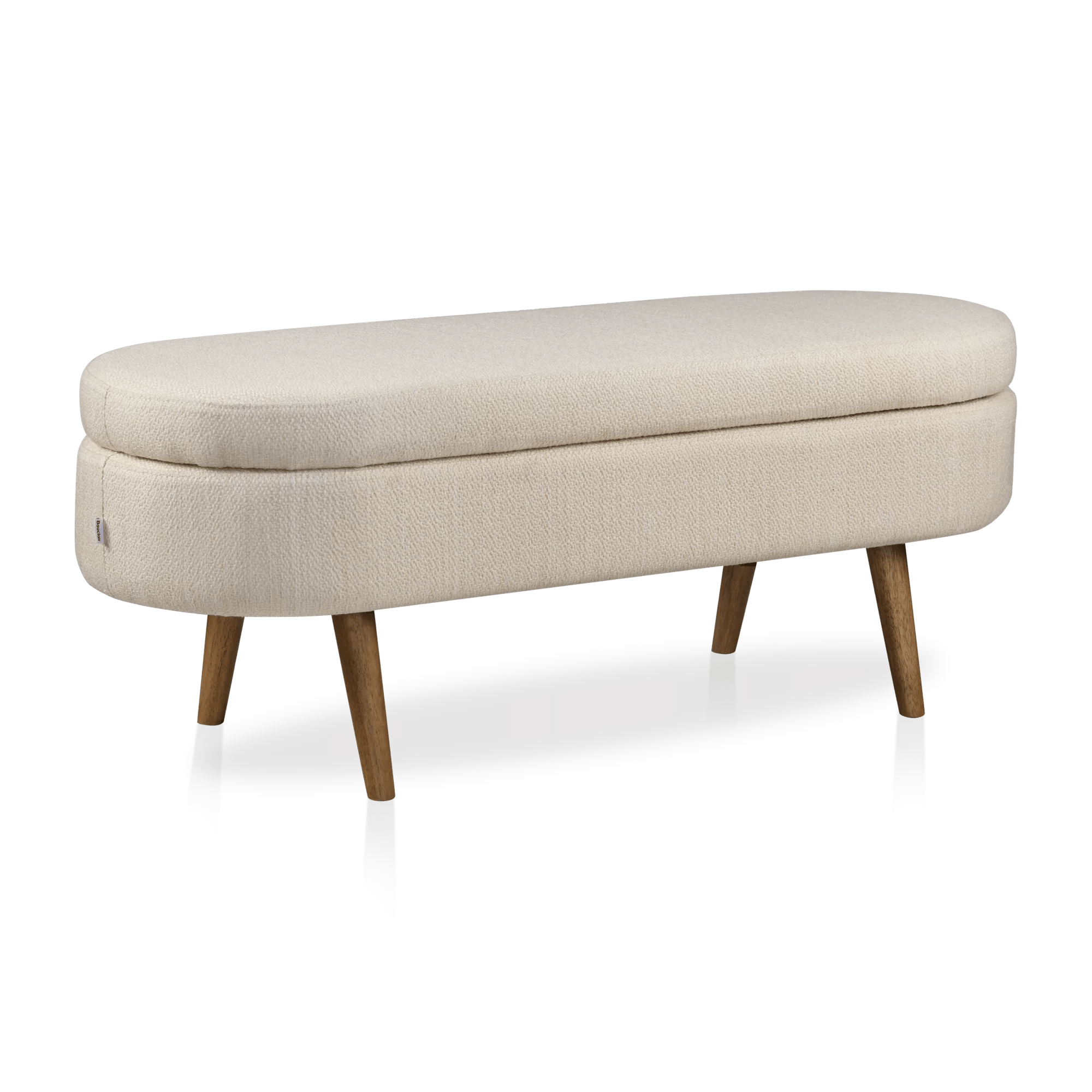Banc de rangement en tissu sur pieds en bois