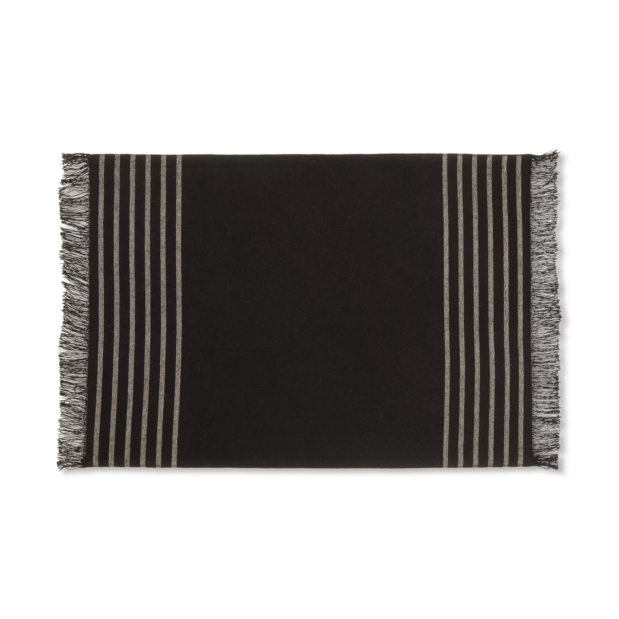 Ensemble de 4 napperons noir et naturel avec franges