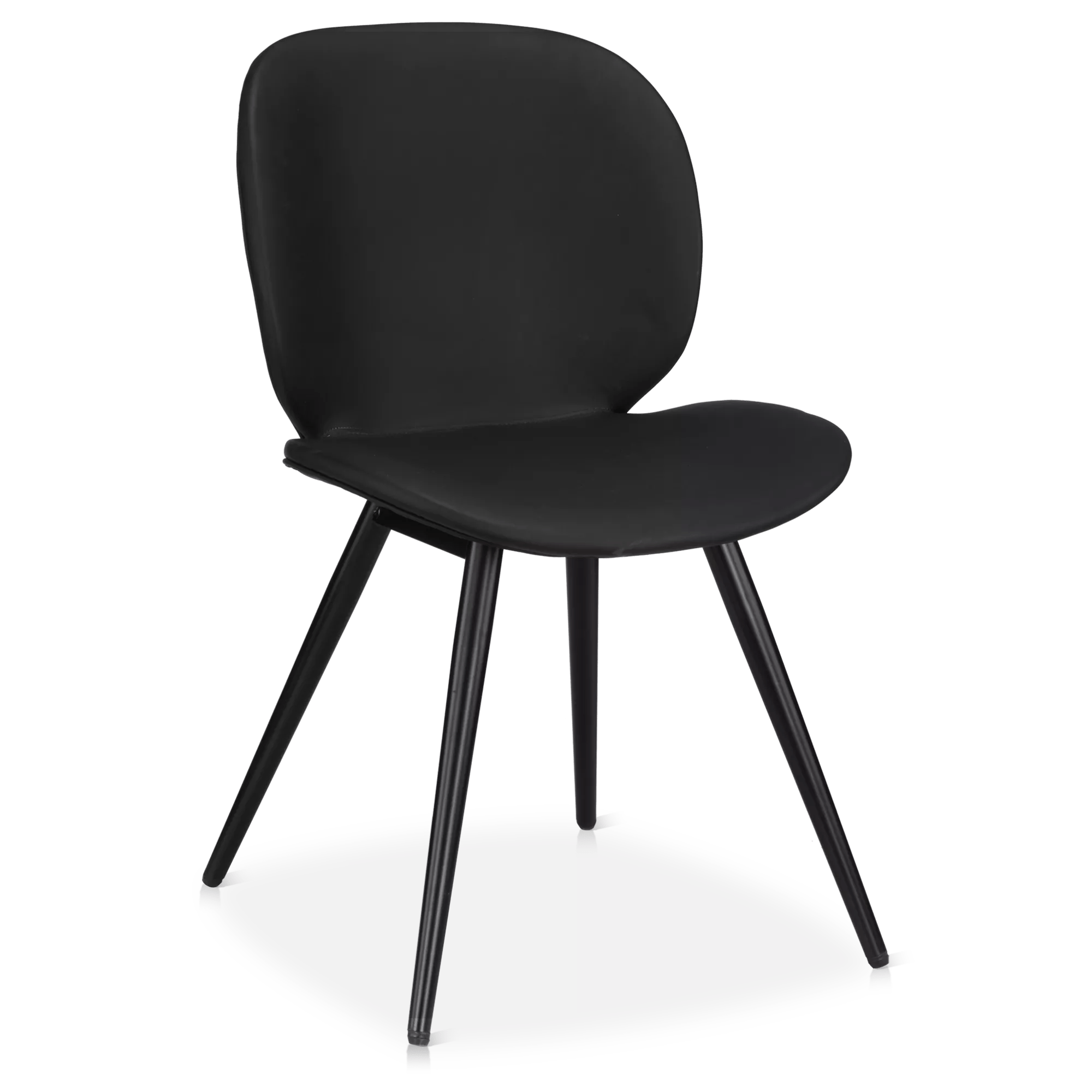 Chaise en similicuir et pattes noires métalliques noir