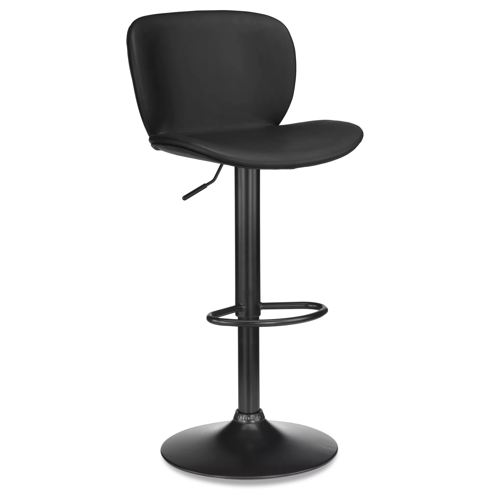 Tabouret de bar ajustable en similicuir texturé et en métal noir