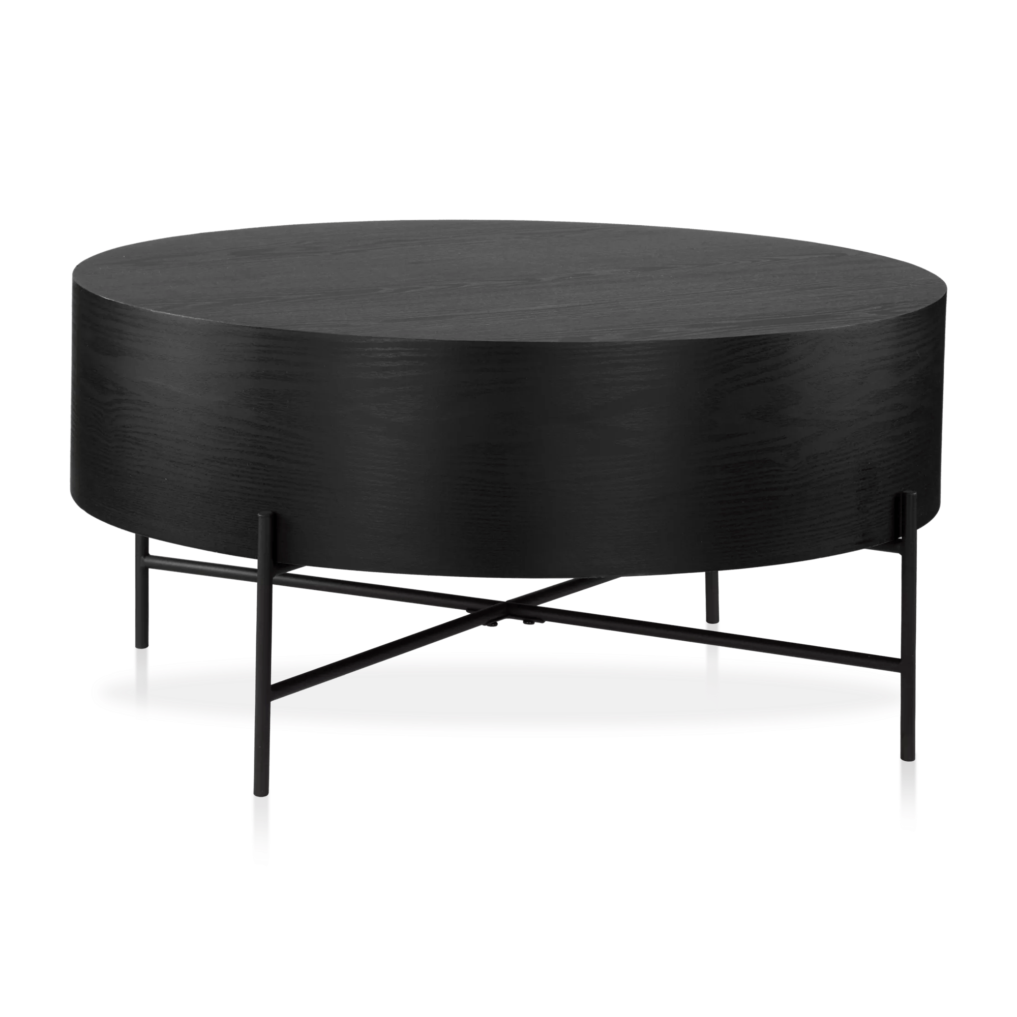 Table basse en placage et en métal