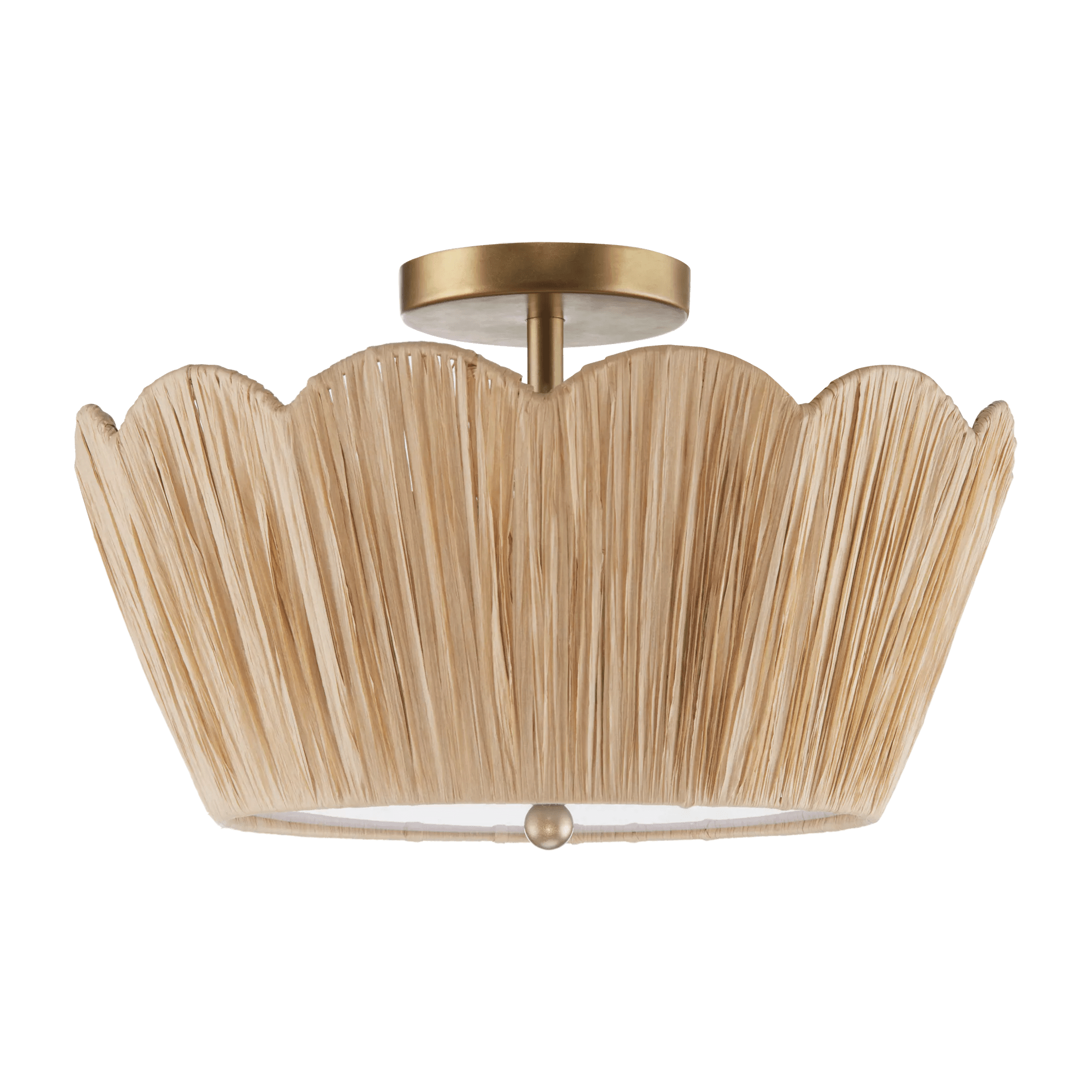 Lampe de plafond festonnée en Raffia