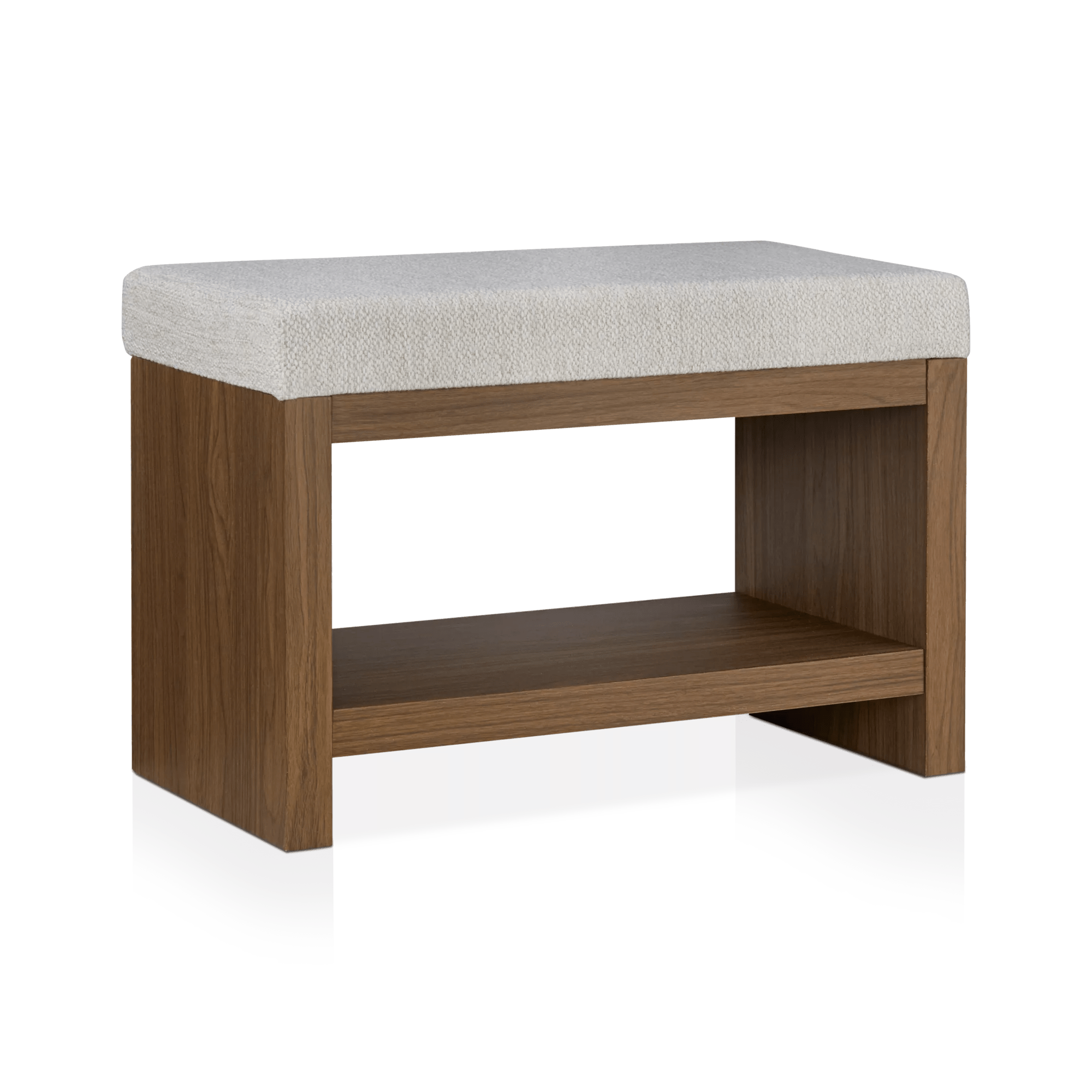 Banc en tissu et bois avec étagère à chaussures