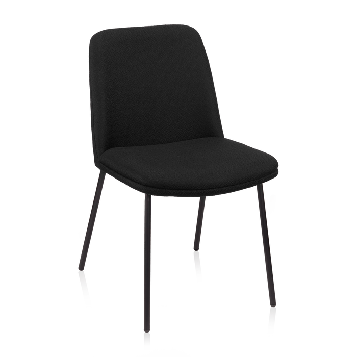 Chaise de salle à manger en tissu et en métal noir