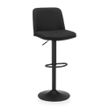 Tabouret de bar ajustable en tissu et en métal noir