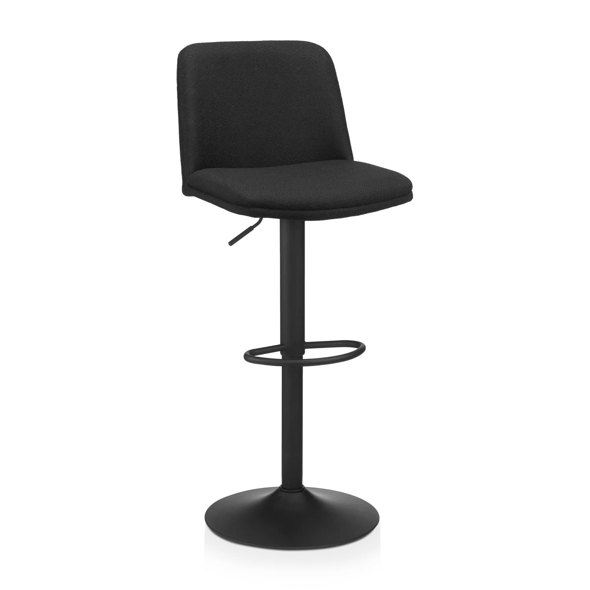 Tabouret de bar ajustable en tissu et en métal noir