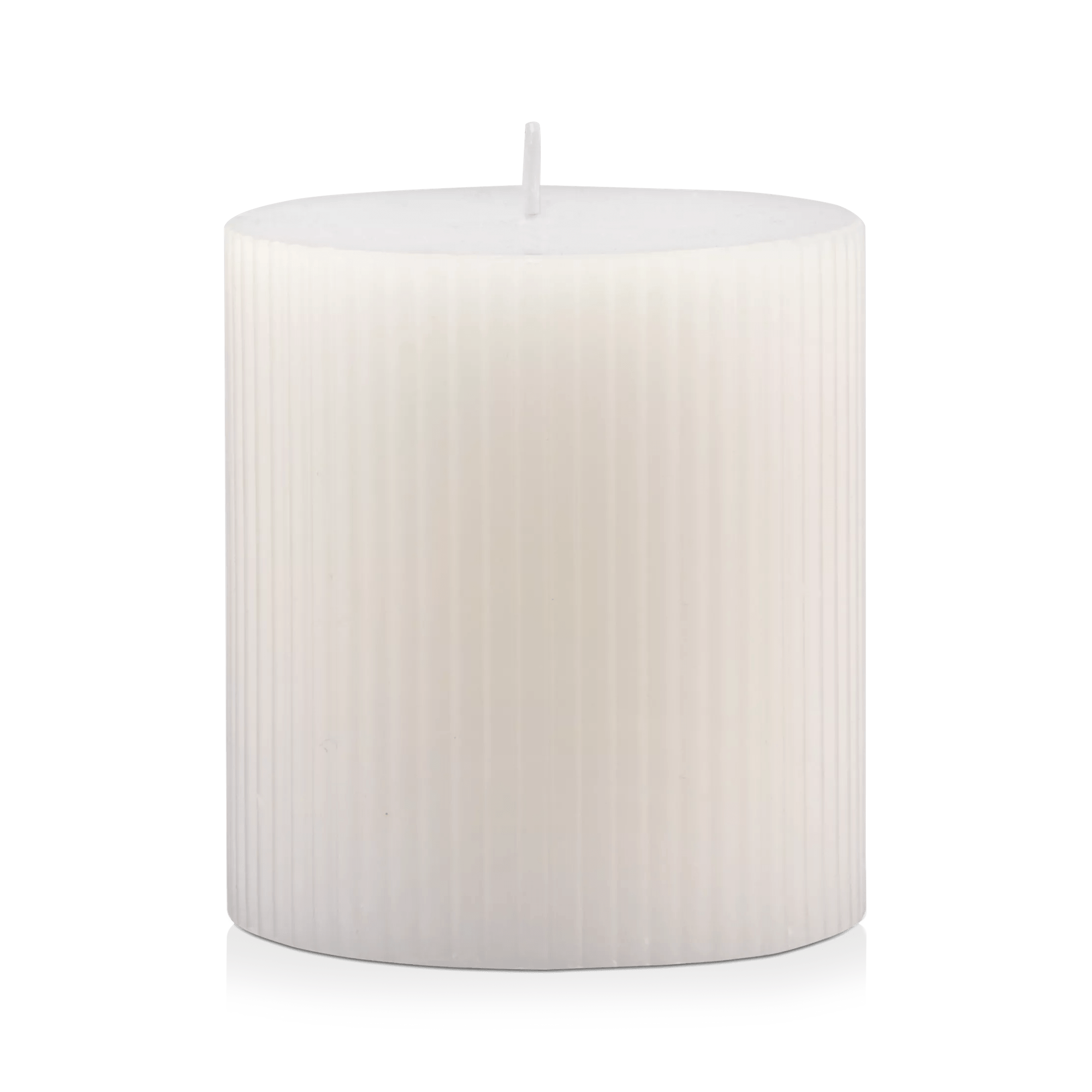 White Short Ribbed Candle