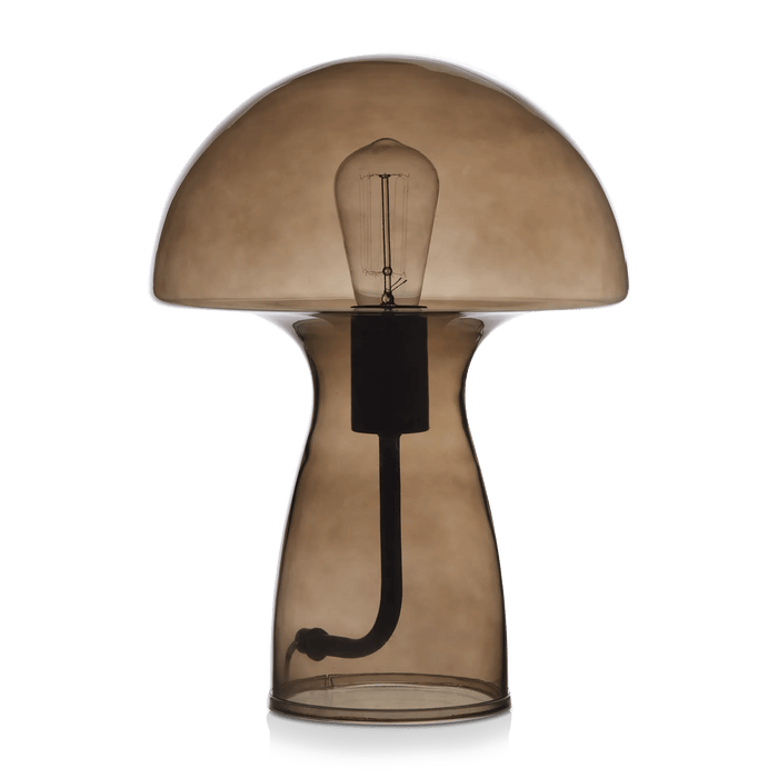Lampe de table en verre champignon brun