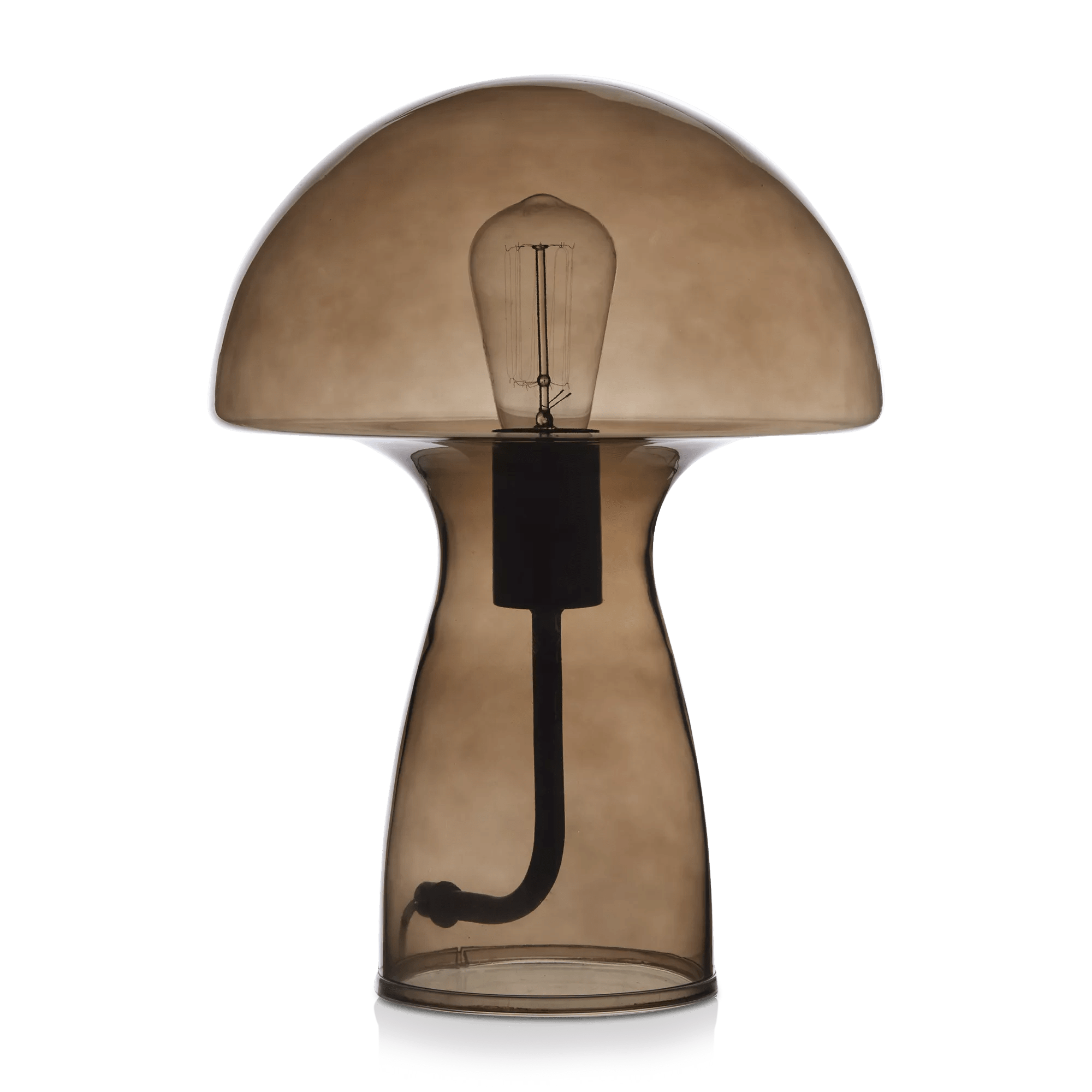 Lampe de table en verre champignon brun