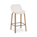 Tabouret de comptoir en plastique et bois avec placage métallique blanc
