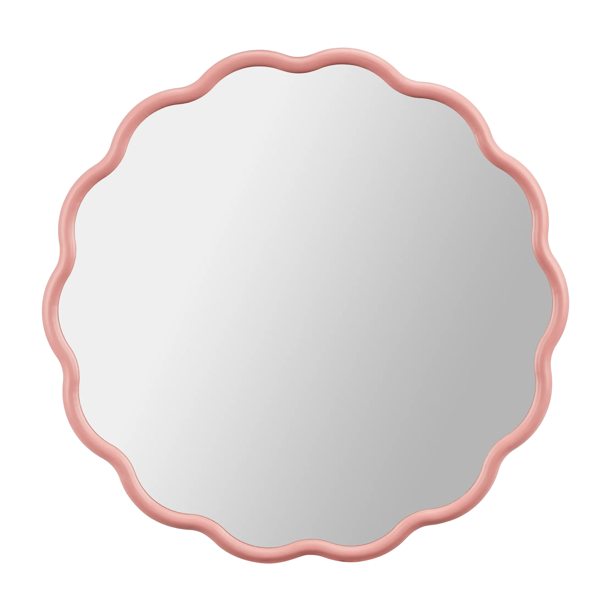 Miroir à bordure ondulée rose
