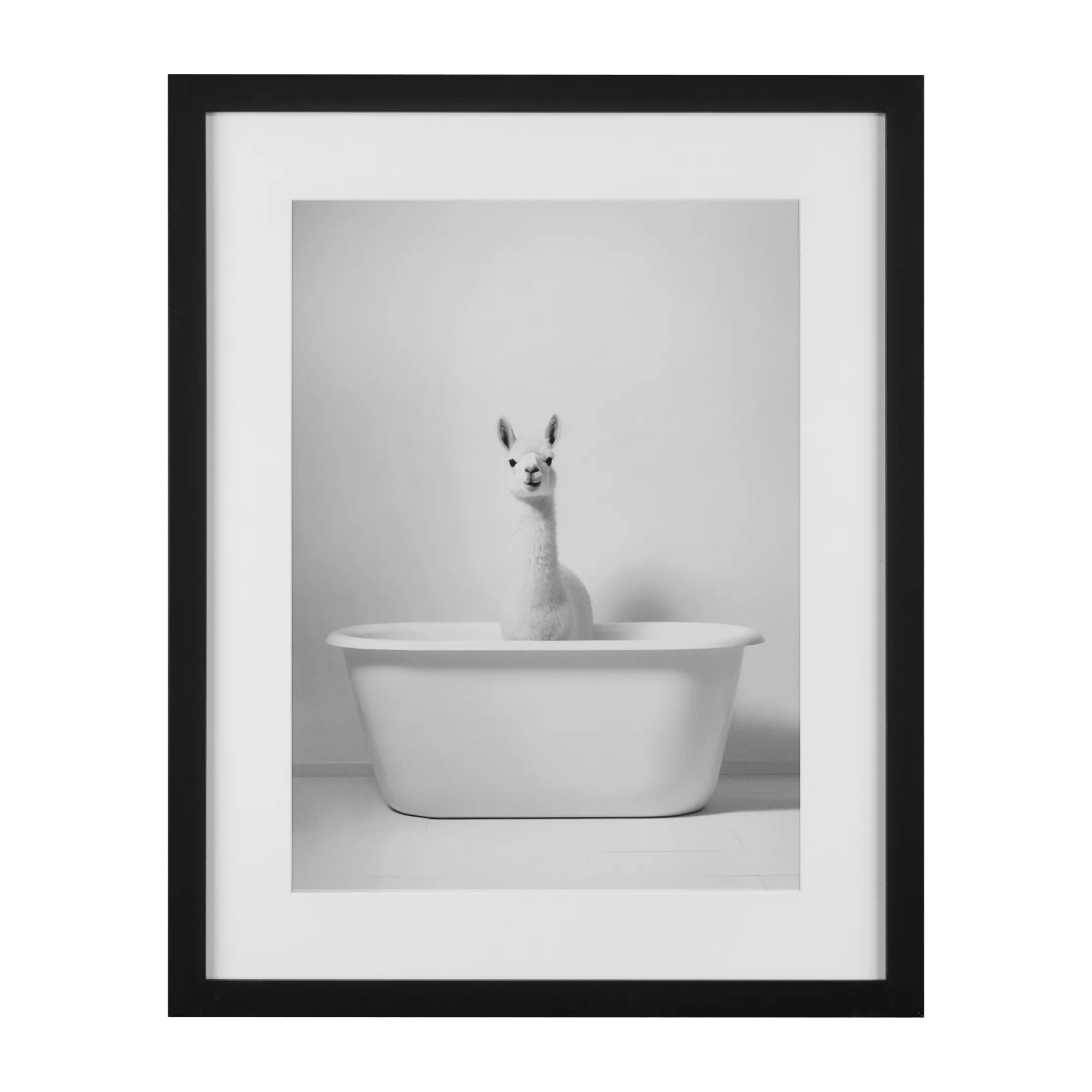 Cadre imprimé d'un lama dans un bain