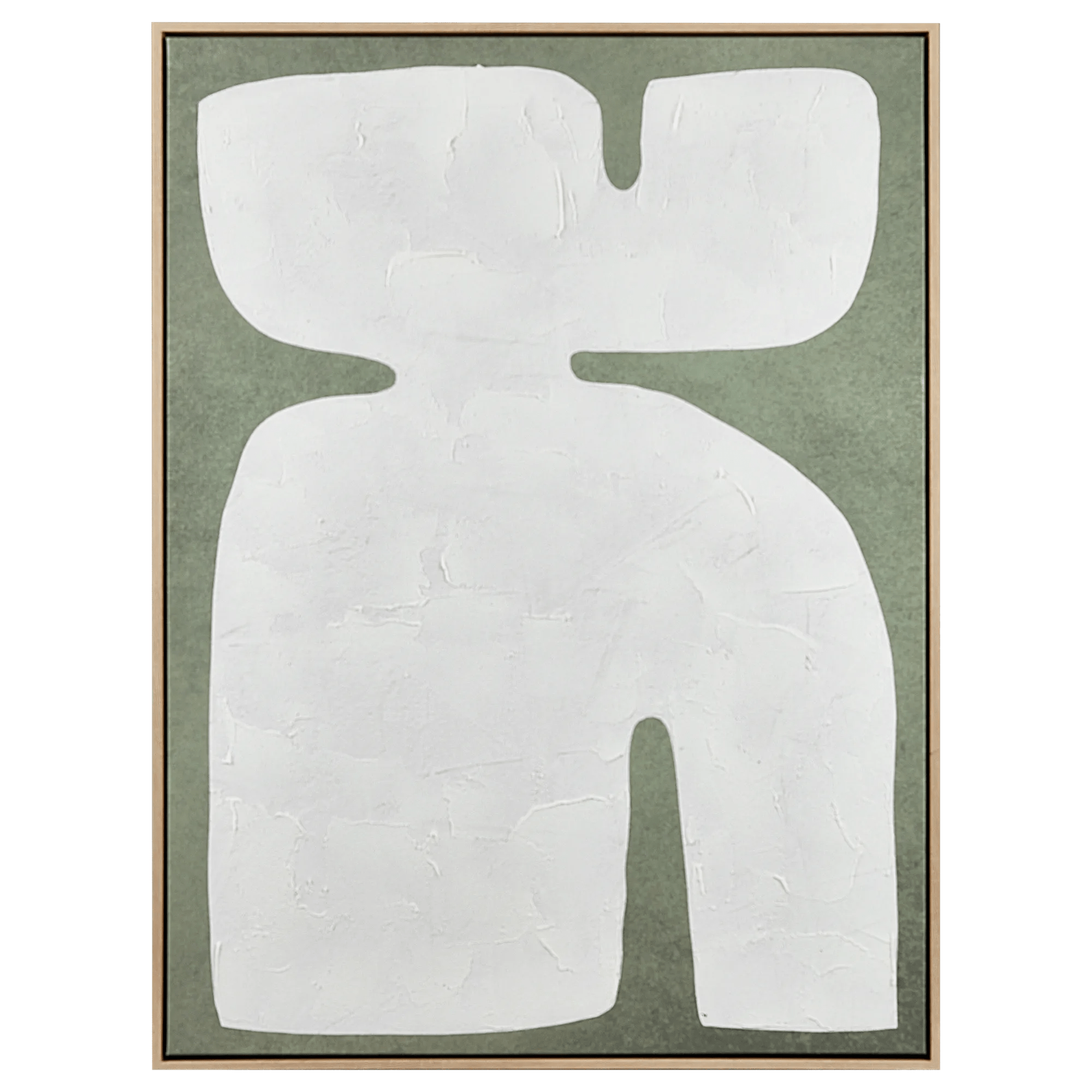 Tableau encadré forme blanche sur fond vert