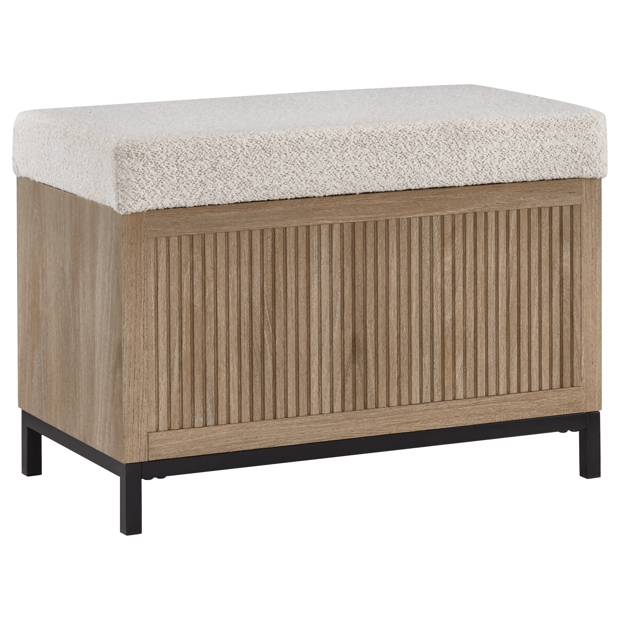 Pouf de rangement en tissu et bois