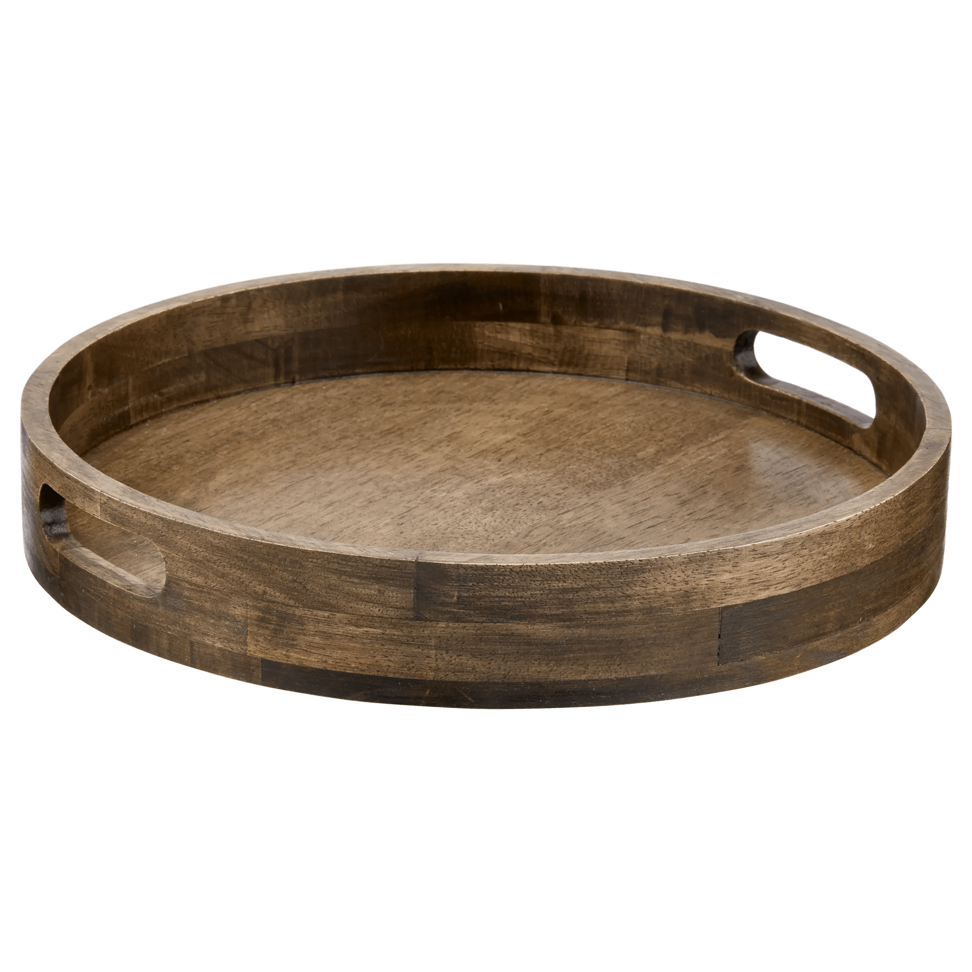 Plateau rond en bois foncé