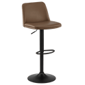Tabouret de bar ajustable effet cuir et métal beige