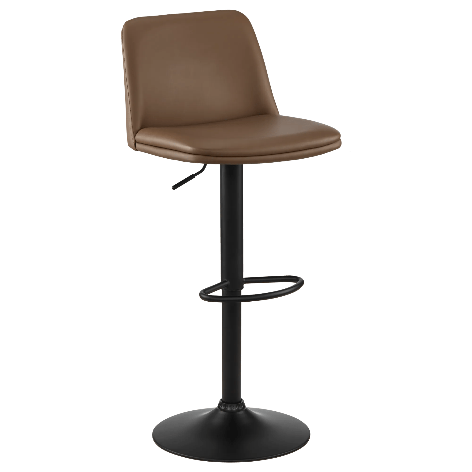 Tabouret de bar ajustable effet cuir et métal beige
