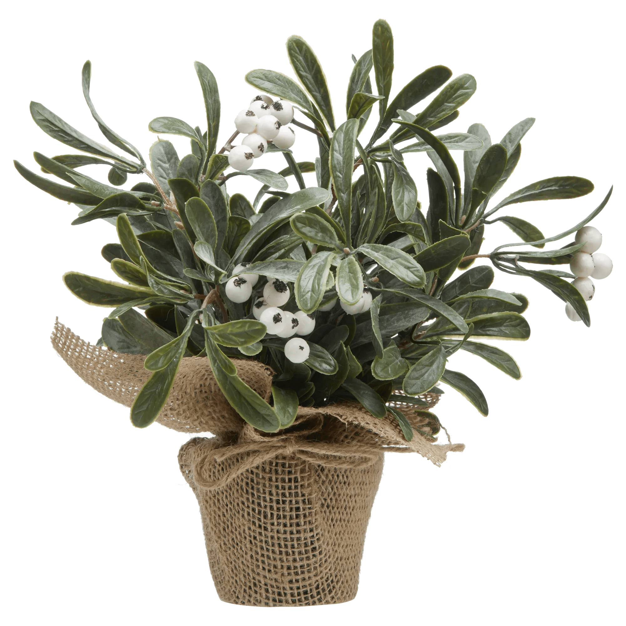Plante artificielle en pot avec des baies blanches