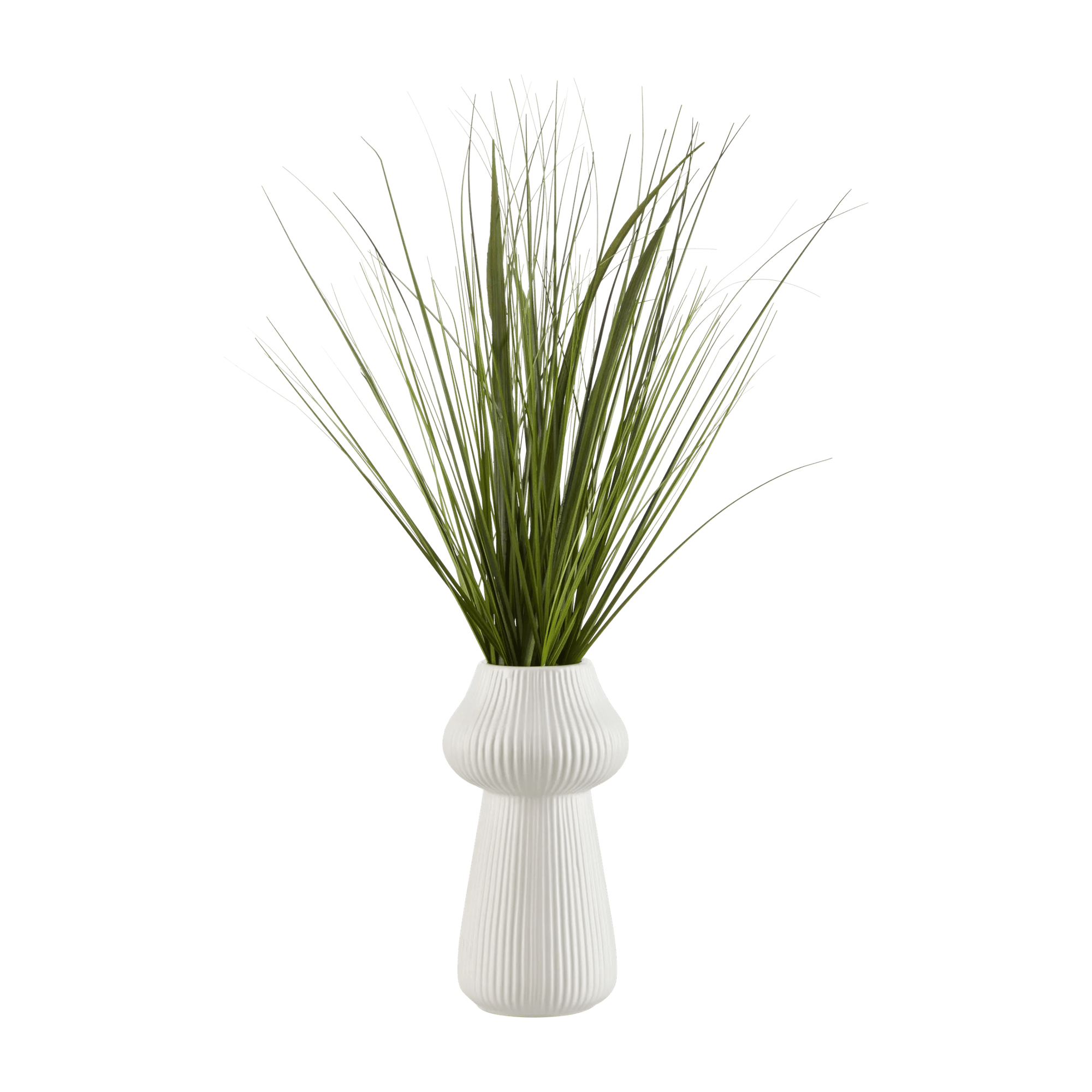 Gazon artificiel dans un vase en céramique nervuré