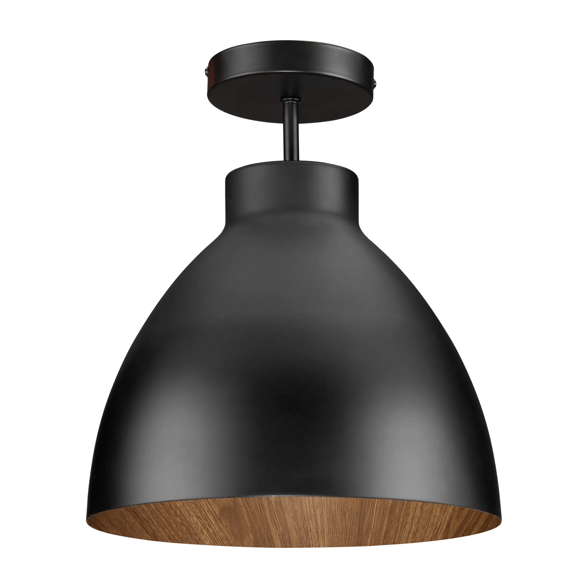 Lampe de plafond noire avec intérieur en noyer