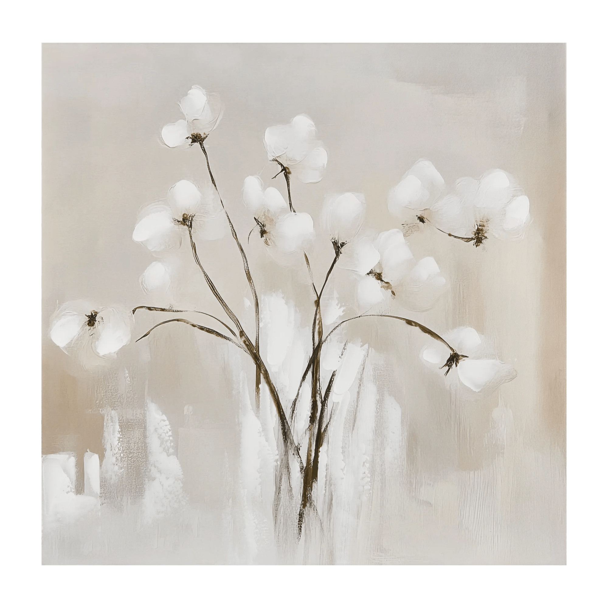 Fleur blanc cadre imprimé embelli au gel