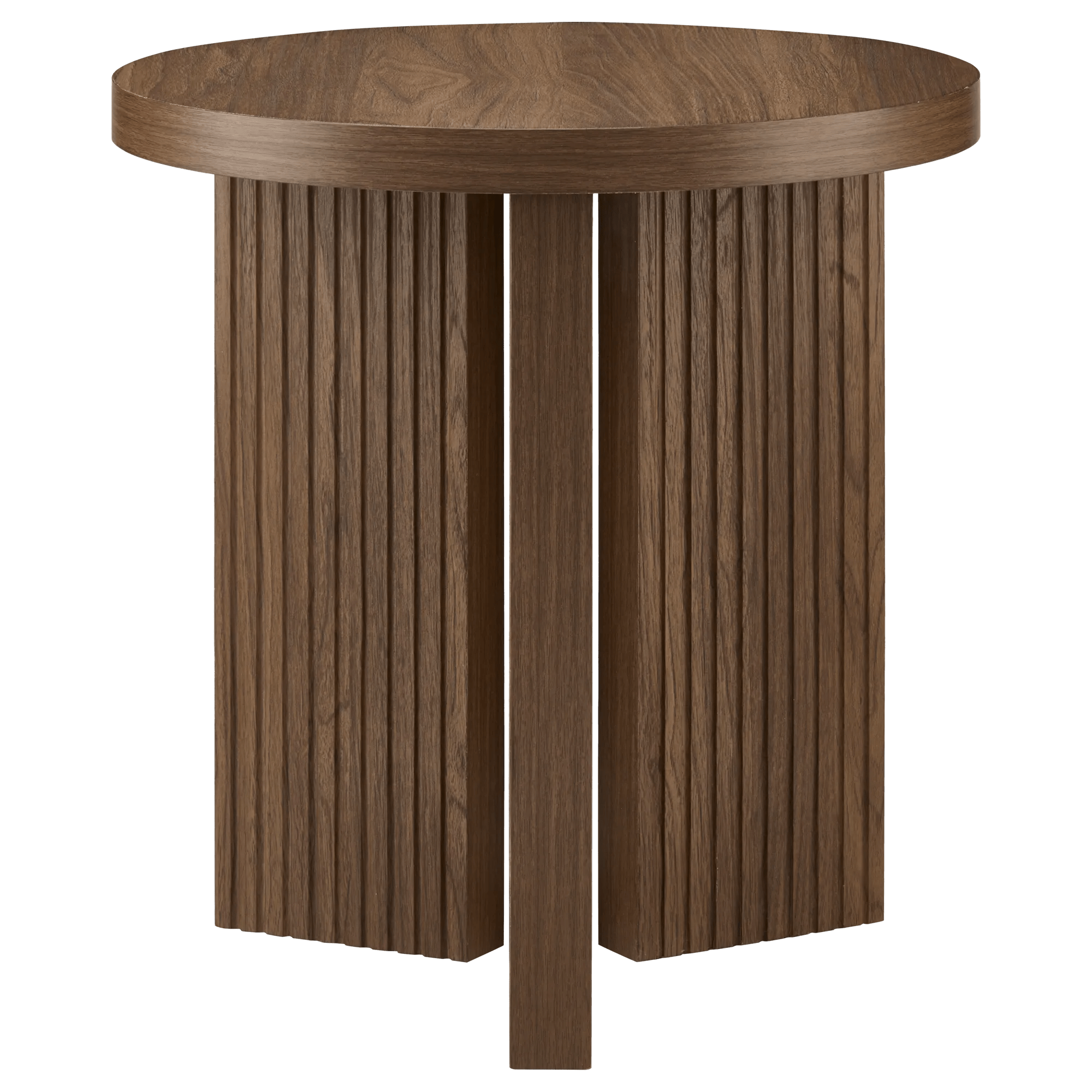 Table d'appoint ronde en bois strié