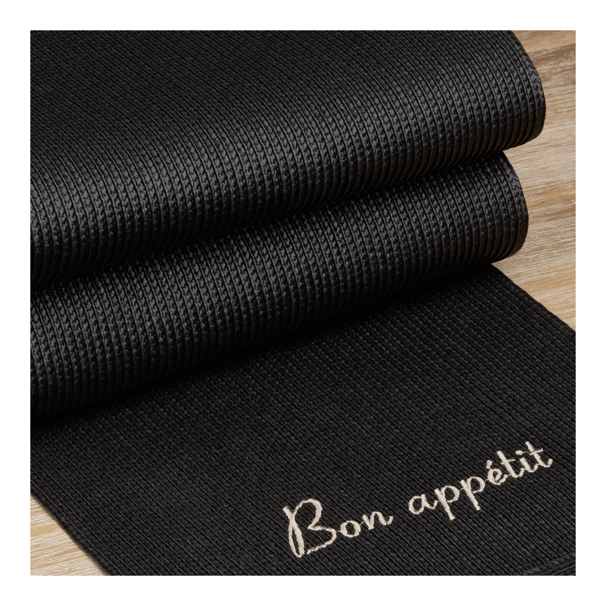 Black Bon Appétit Table Runner