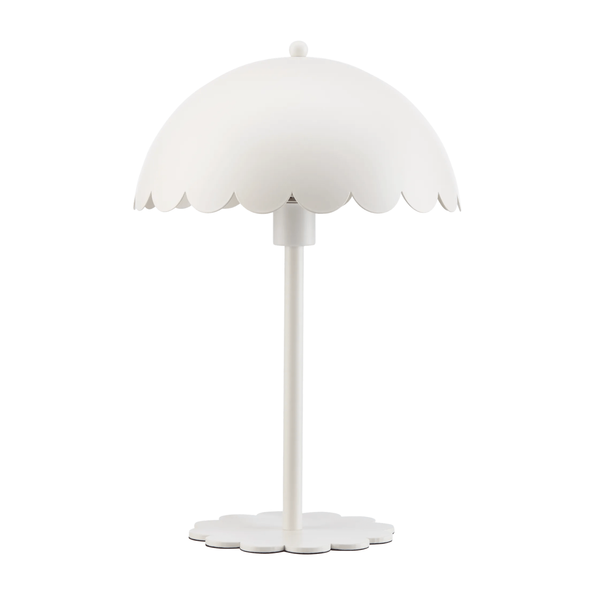 Lampe de table à bords festonnés en métal blanc